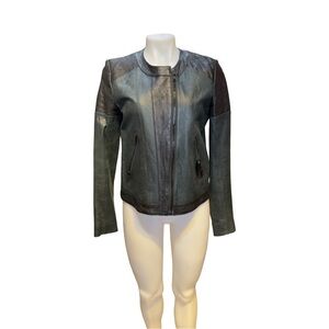 Theory Black and Gray Leather Jacket